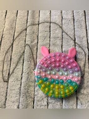 Kids Rainbow Pink Pop-It Crossbody Bag with Ears